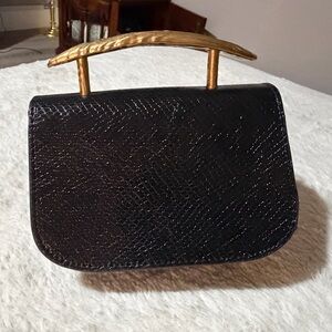 Zara Black Crossbody Bag with Gold Handle